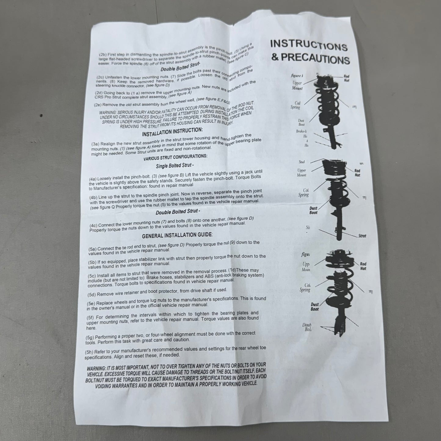 Toyota (2 Pack, Left/Right) Complete Strut Assembly For Toyota Corolla Black
