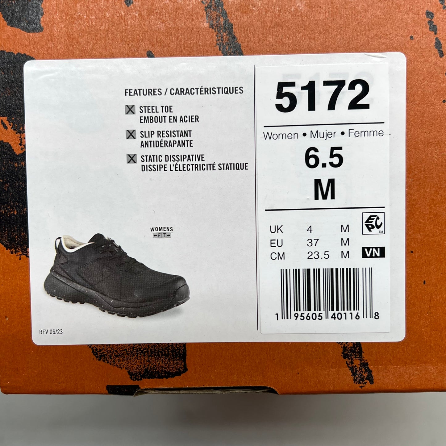 RED WING Safety Toe Slip Resistant Antimatter Shoe Women's Sz 6.5 M Black 5172