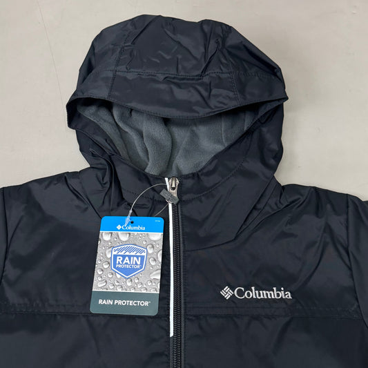 COLUMBIA Rain-Zilla Fleece Lined ZipUp Jacket Unisex Youth Sz XS Black RB3418-015
