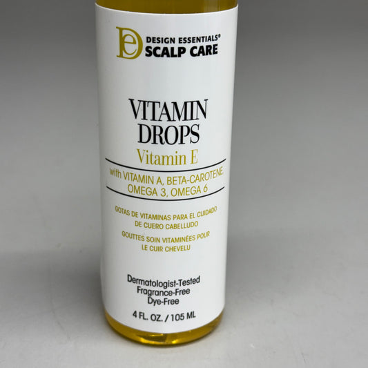 DESIGN ESSENTIALS Vitamin Drops For Skin & Scalp Vitamin E 4 fl oz BB 05/27