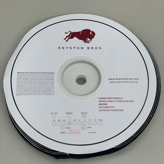 KEYSTON BROS 1" Pressure Sensitive Acrylic Based Adhesive Loop 25 yds Black KY1LBHT