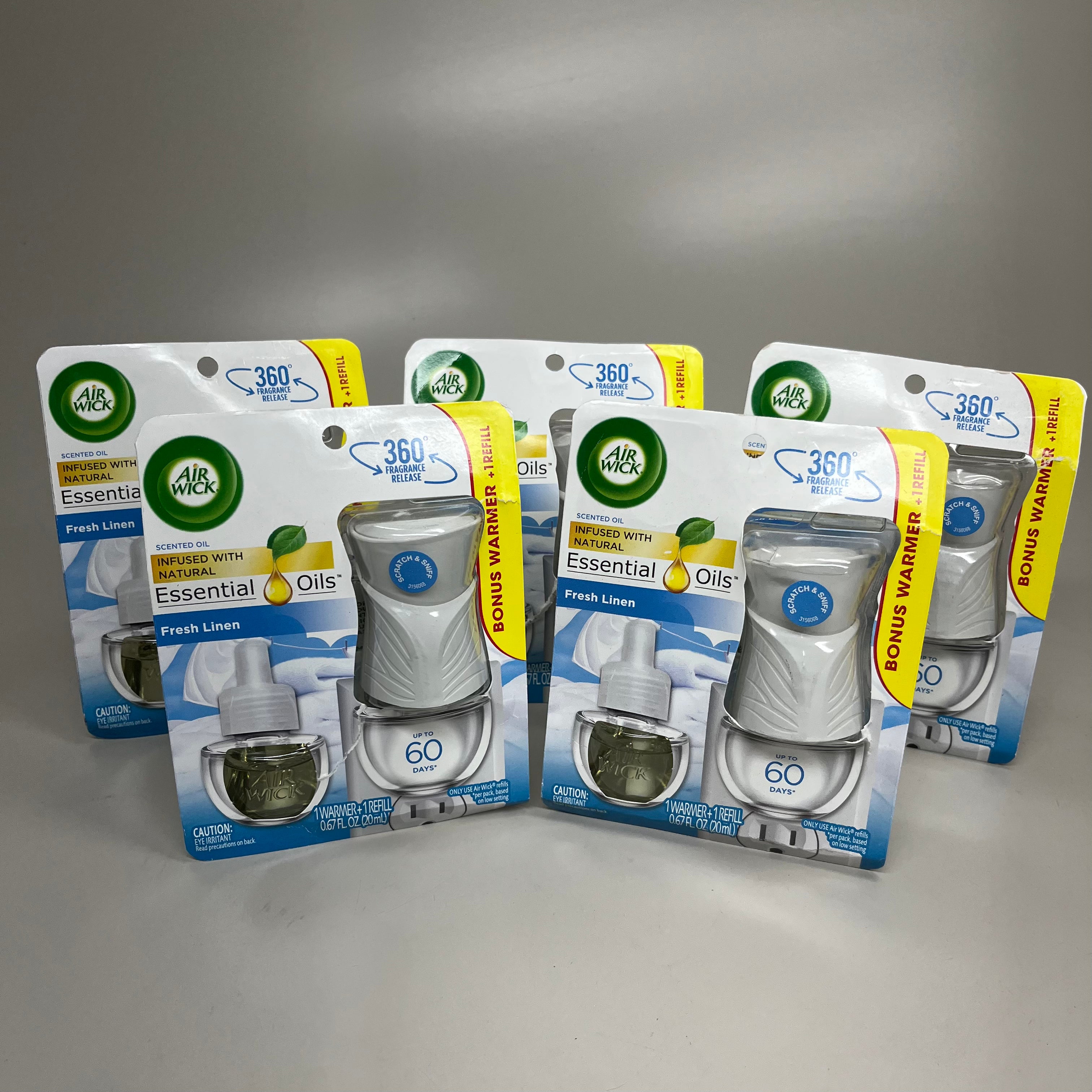 AIR WICK 5-PK! Plug in Air Freshener w/ Fresh Linen scent