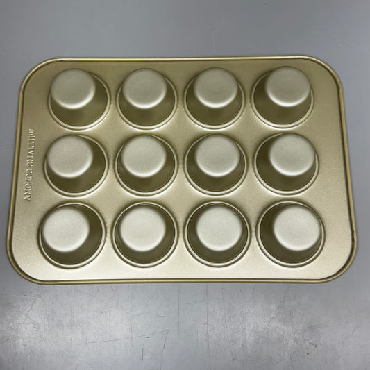 WILLIAMS SONOMA Goldtouch Pro Ceramic Muffin Pan 12 Wells Gold 1689320