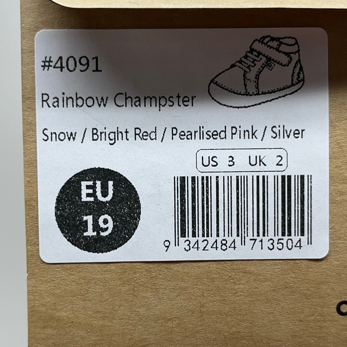 OLD SOLES Baby Champster Leather Shoe Sz 19 US 3 Snow/Red/ Pink/Silver #4091