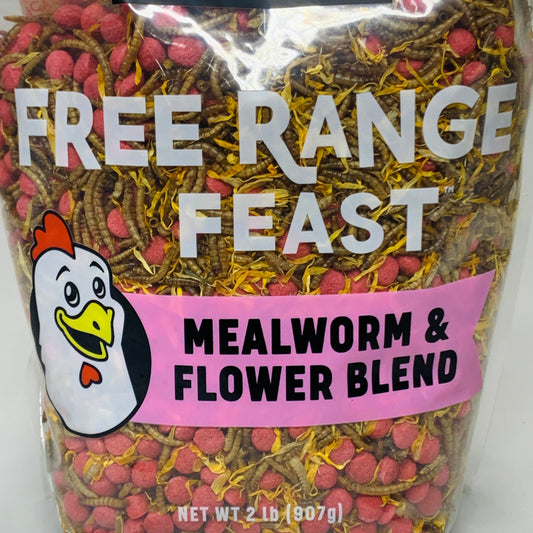 HAPPY HEN Free Range Feast Mealworm & Flower Blend 2 lbs 810029430005