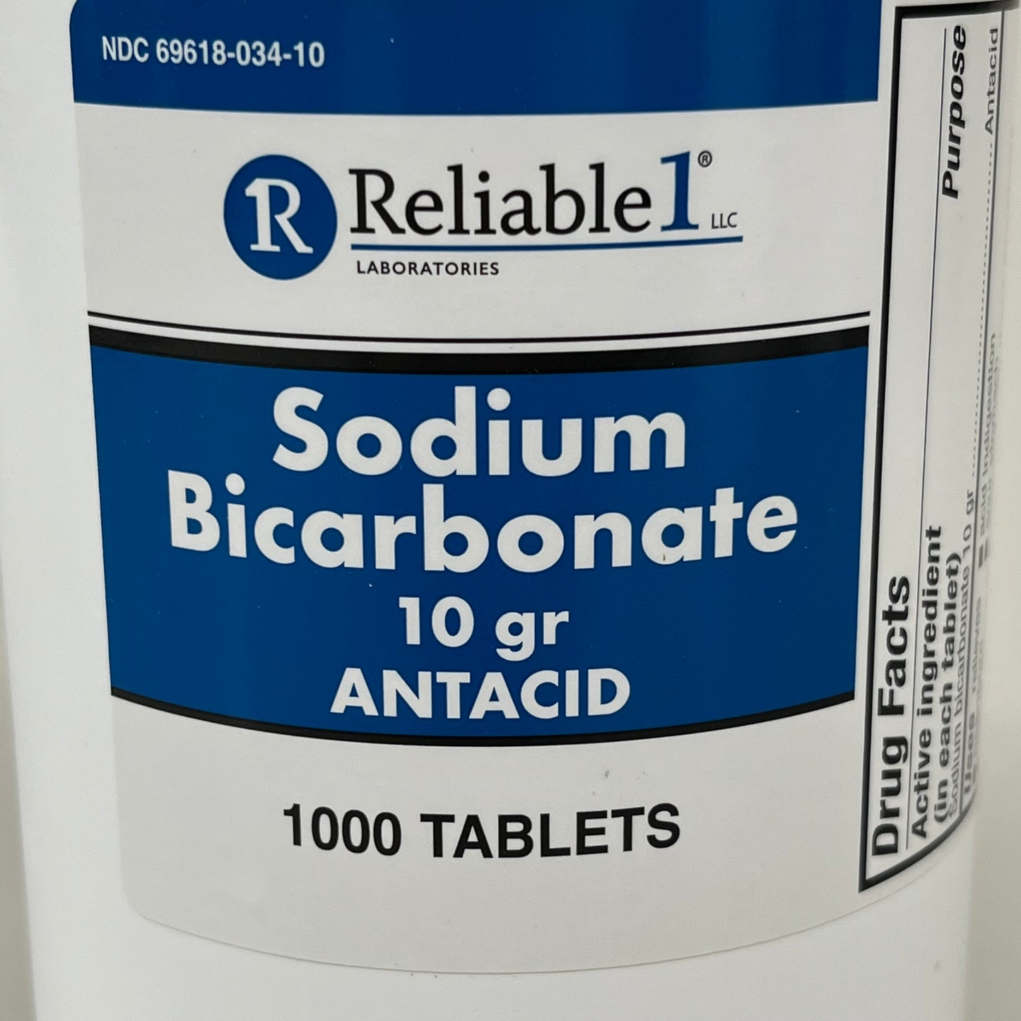 RELIABLE 1 (2 PACK!) Sodium Bicarbonate 10gr 1000 Tablets 23G324 BB-07/2025
