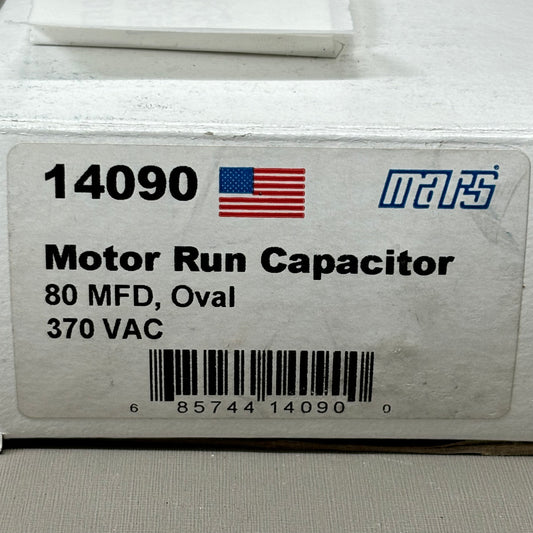 MARS Motor Run Capacitor 80MFD Oval 370 VAC Single Capacitance Made in USA 14090