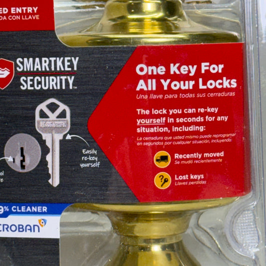 KWIKSET Smartkey Security Keyed Entry Door Knob w/ Microban Gold 94002-951