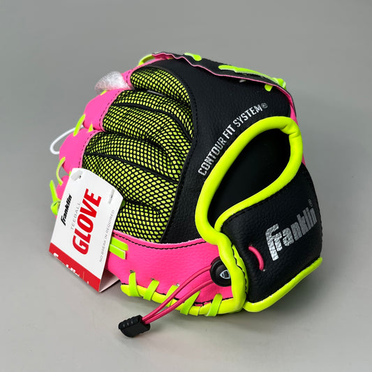FRANKLIN Sports Youth Ball Glove Right Handed Includes Ball 9" Pink/Green 22852