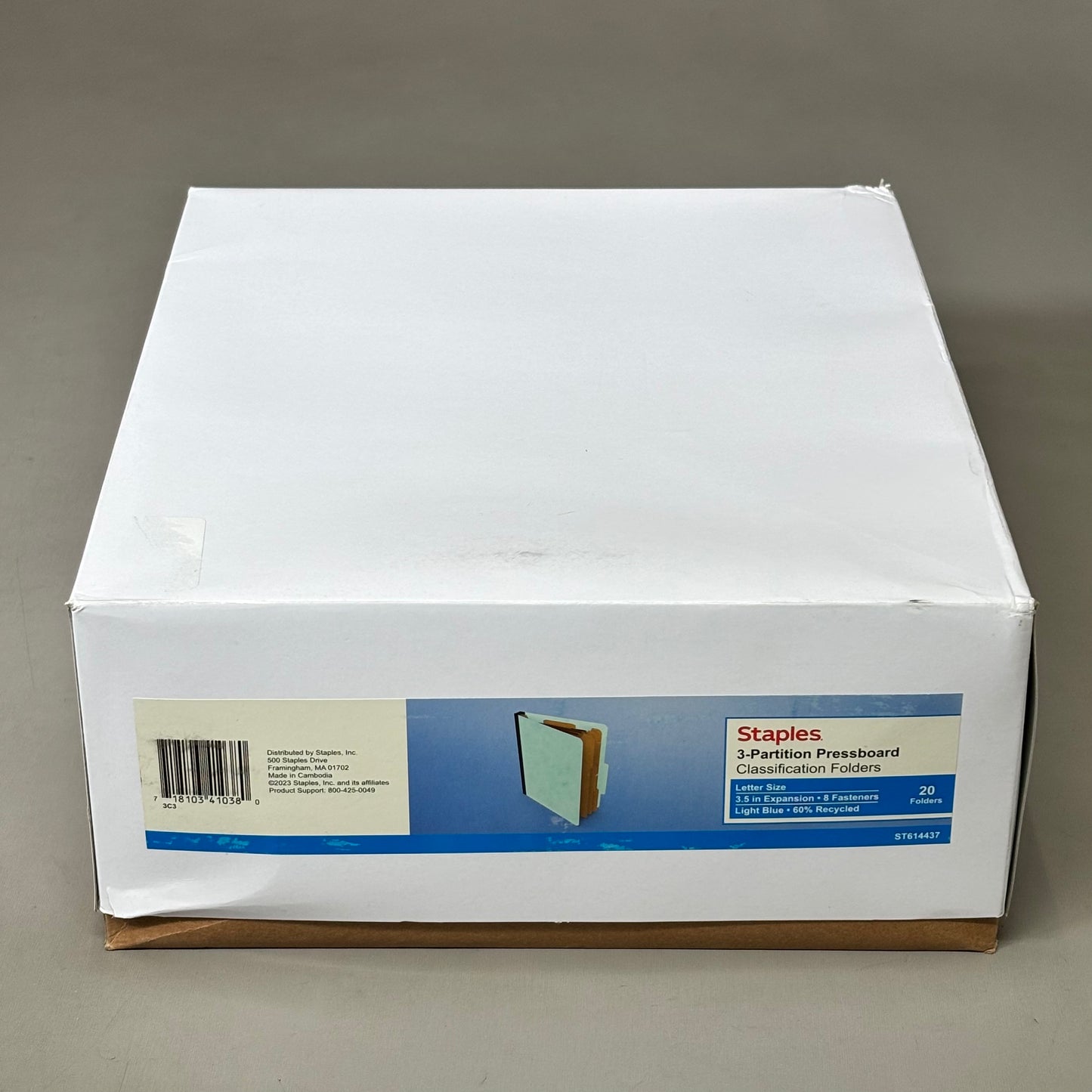 STAPLES (20 PACK) 3-Partition Pressboard Classification Folders Letter Size 3.5" Expansion Blue/Tan ST614437