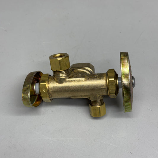BRASSCRAFT Dual Shut-off Outlet Valve 1/2" FIP INLET X 3/8" OD & 1/4" OD COMP OUTLETS Gold R1700DVX R