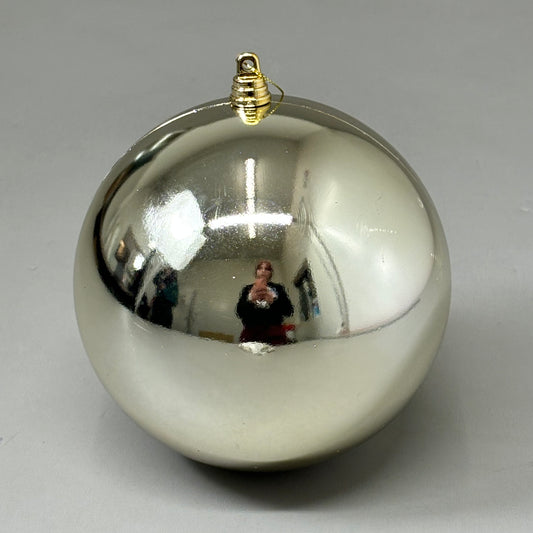 RAZ IMPORTS (2 PACK) Shiny Ball Christmas Ornament Plastic 6" Champagne 4314917
