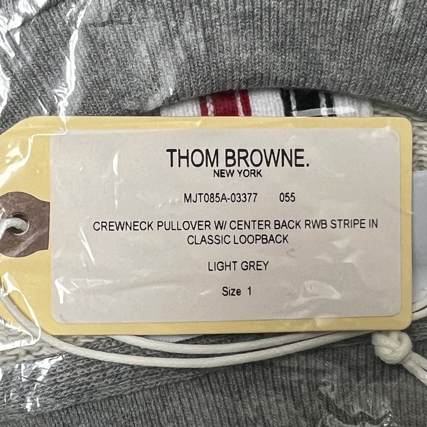 THOM BROWNE Crew Neck Classic Pullover LoopBack Men's Sz 1 Grey MJT085A-03377