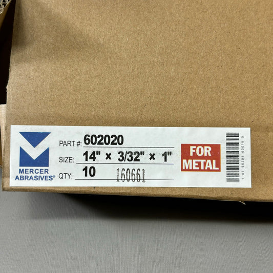 MERCER ABRASIVES (10 PACK) Low Horsepower Chop Saw Wheel 14" x 3/32" x 1" 602020