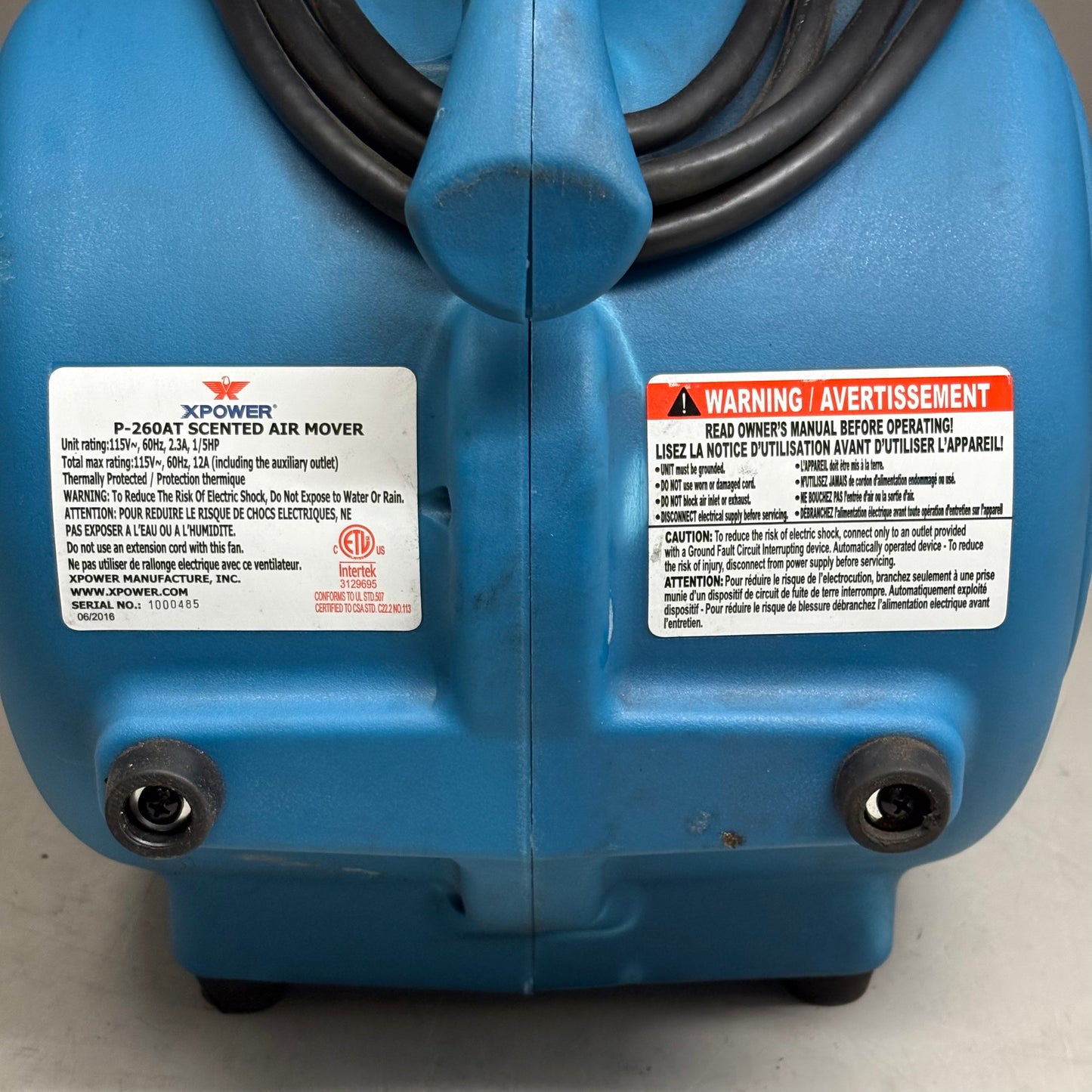 XPOWER Freshen Air Scented Air Mover With Ionizer P-260NT 1/5 HP (Missing Items)