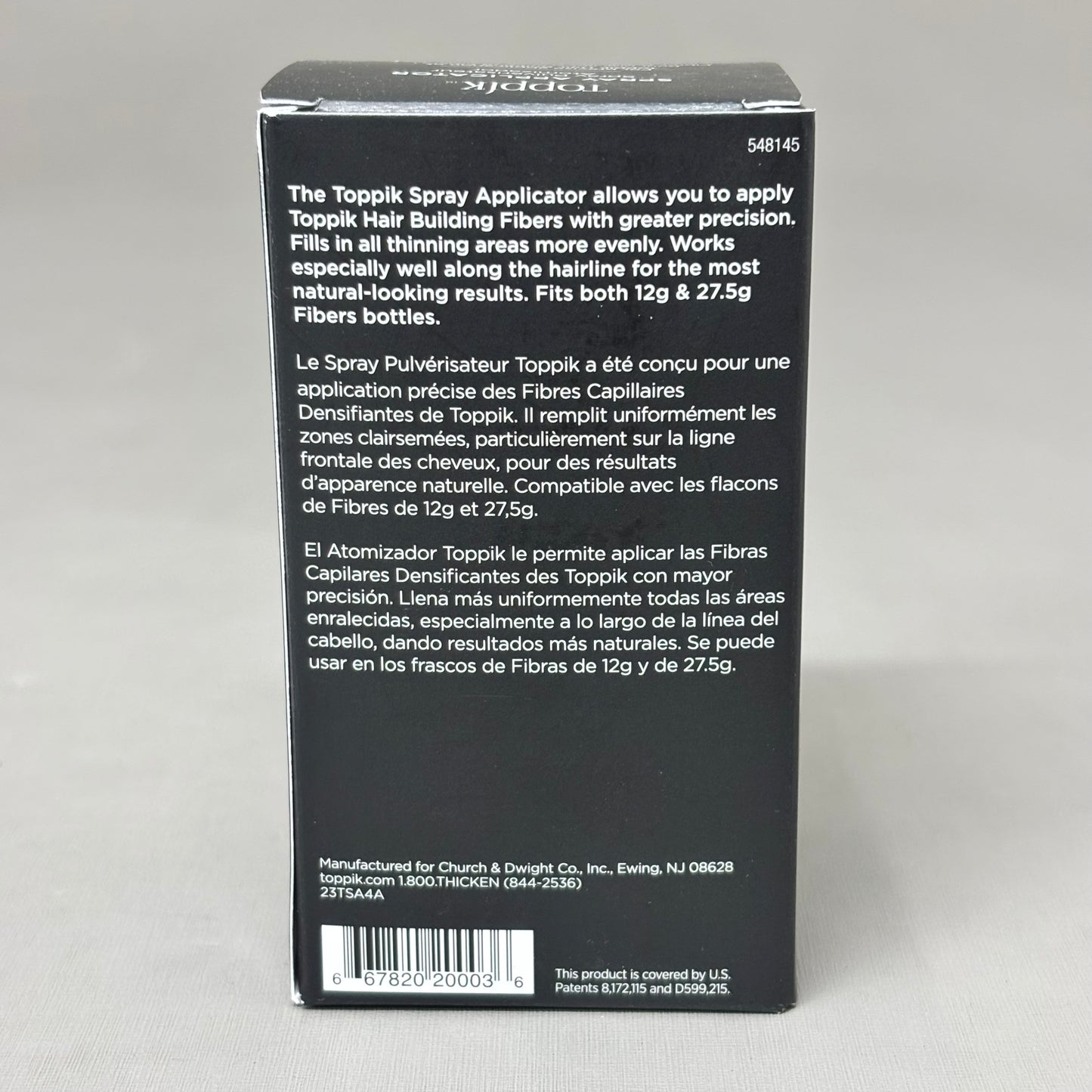 TOPPIK Fiber Spray Applicator Fits Regular & Economy Sz Hair Fiber Bottles Black