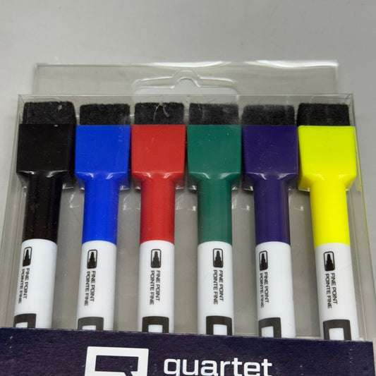 QUARTET (2 PACKS of 6 MARKERS Each) Mini Dry-Erase Markers w/ Eraser & Magnet