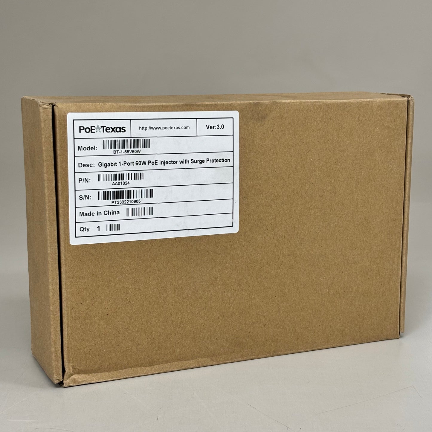 POE TEXAS Dual Signature Injector Output W/ Surge Protection 55V 60W Output Black BT-1-55V60W