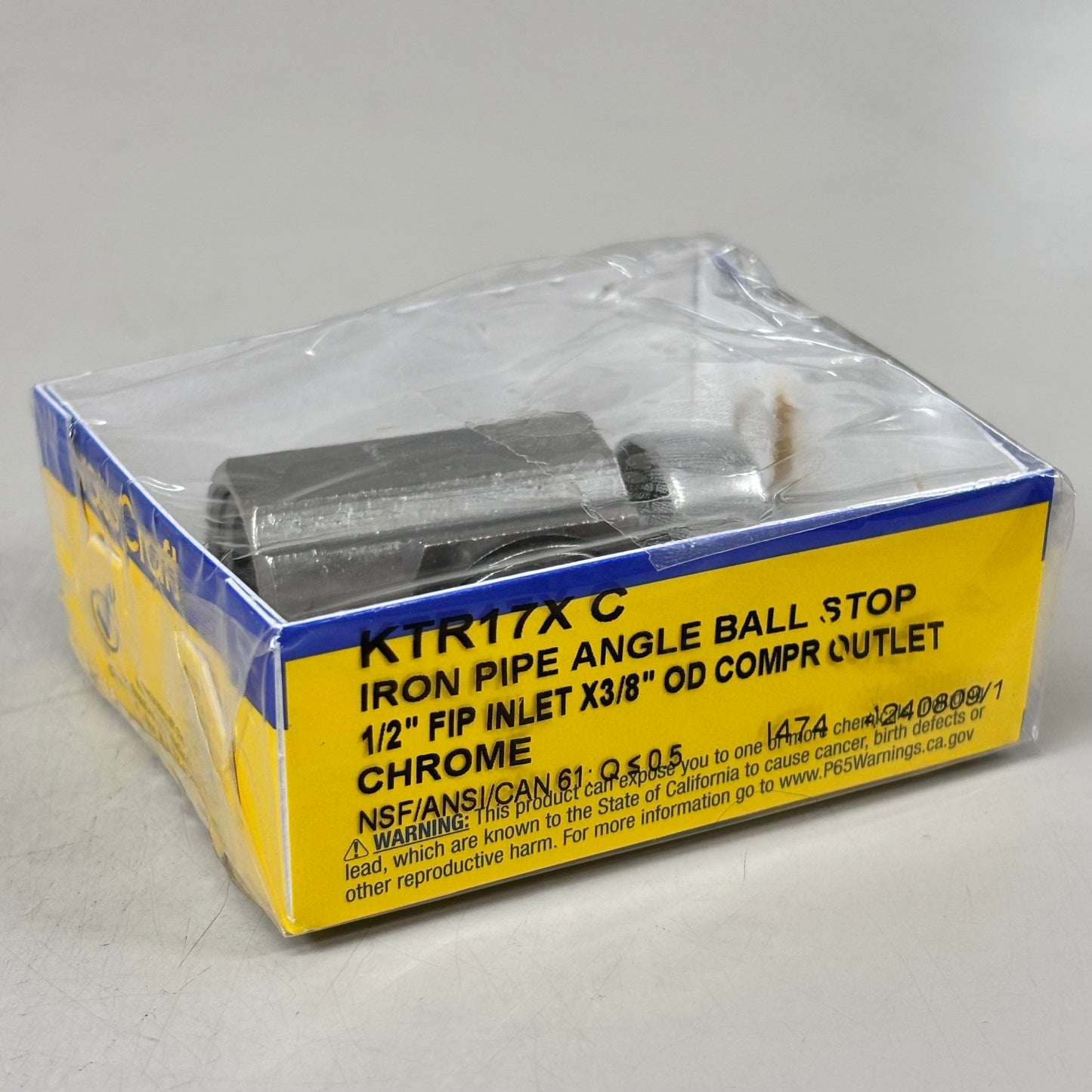 BRASS CRAFT (2 PACK) Iron Pipe Angle Ball Stop 1/2"FIP x 3/8"O.D. Chrome KTR17XC