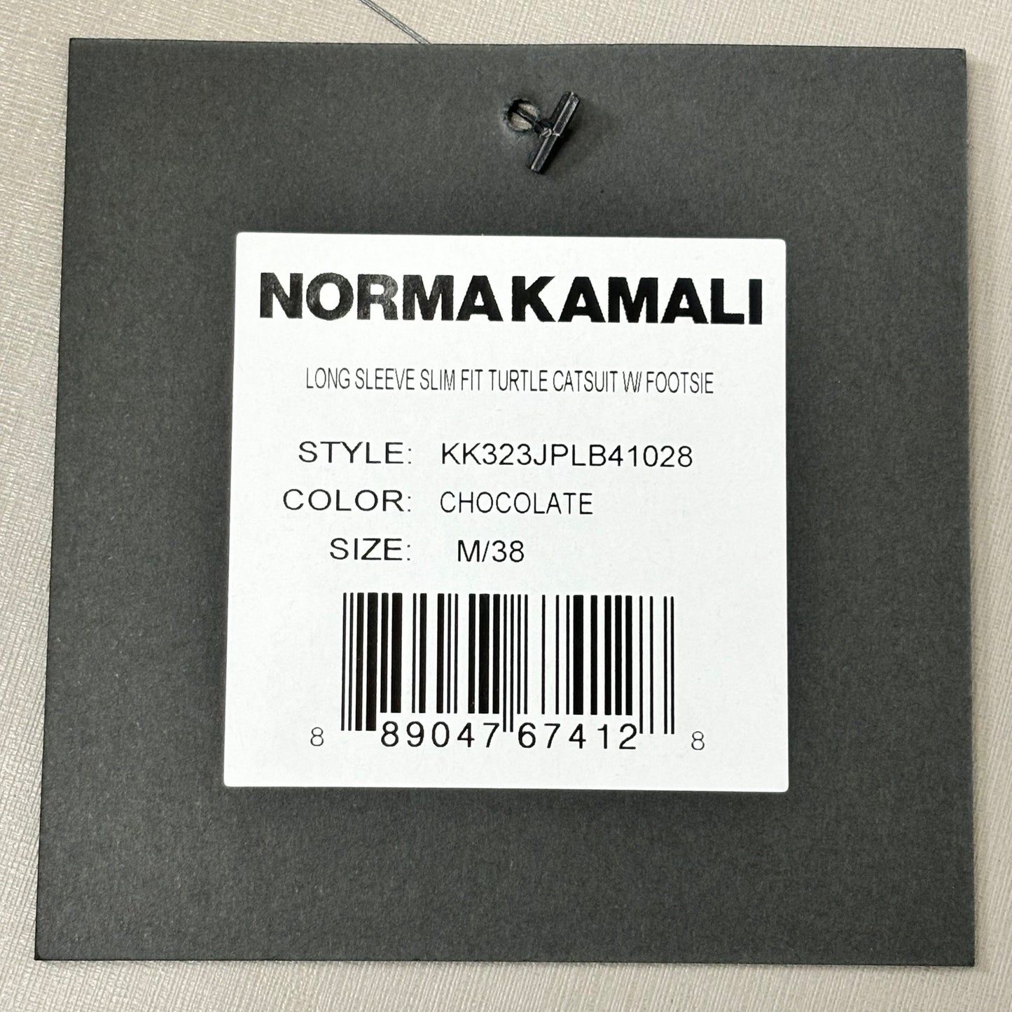 NORMA KAMALI Slim Fit Turtleneck Catsuit w/ Footsie Women's Sz M/38 Chocolate