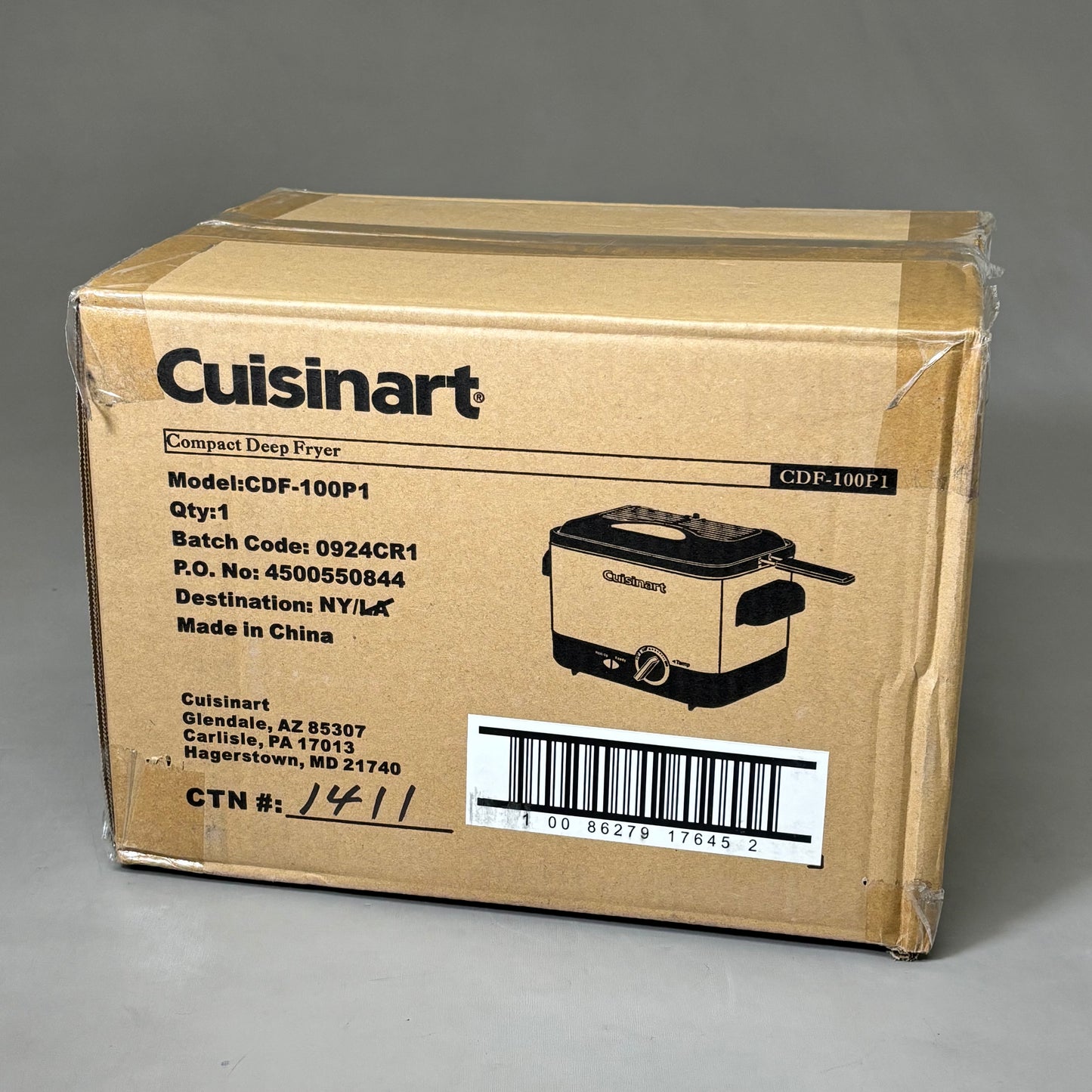 CUISINART Compact Deep Fryer Fast Heat-up 1.1 L Oil Capacity Silver CDF-100P1