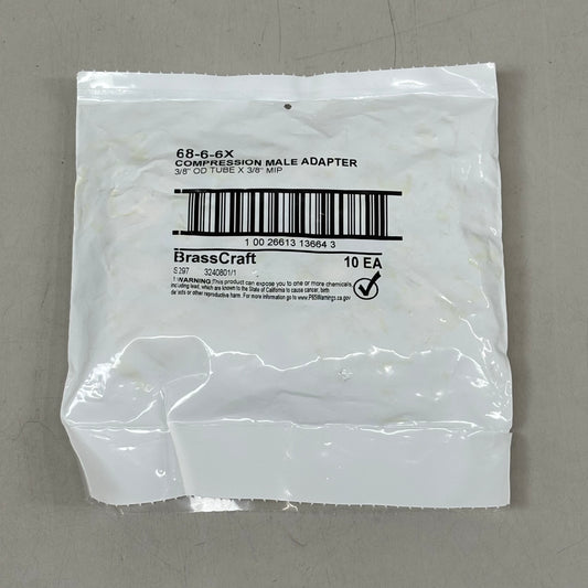 BRASS CRAFT (10 PACK) Compression Male Adapter 3/8"O.D. Tube x 3/8" MIP 68-6-6X
