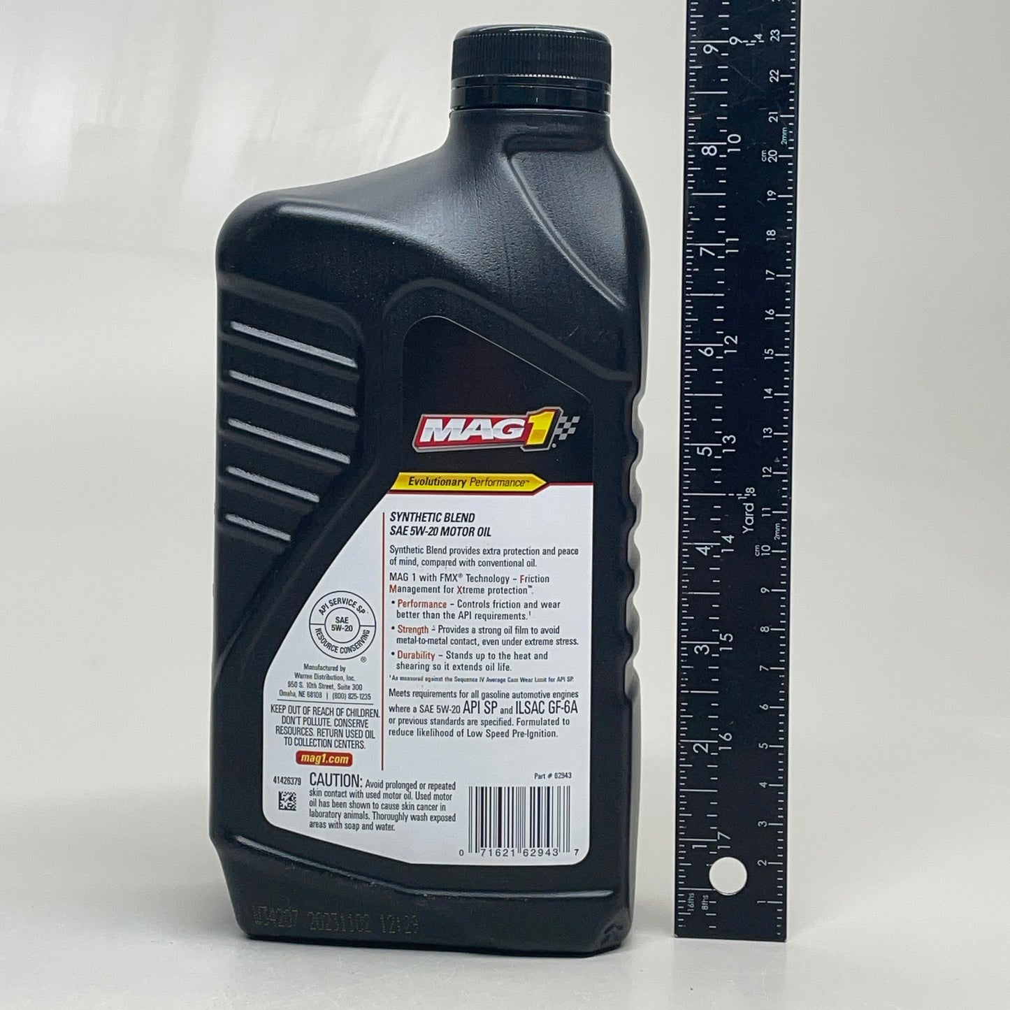 ZA@ MAG1 (6 PACK) Synthetic Blend SAE 5W-20 Motor Oil 1 QT BB 10/2025