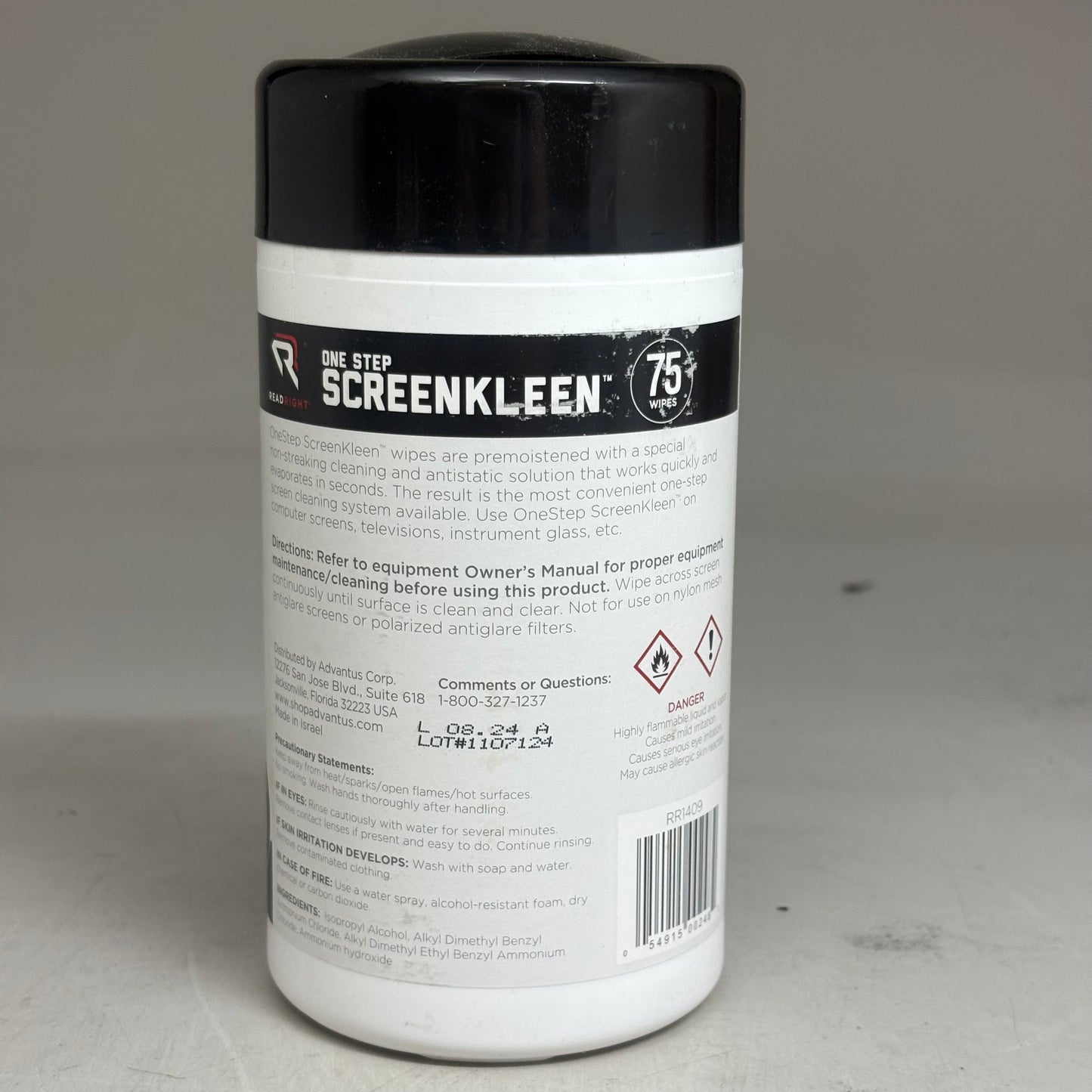 (4 PACK) ADVANTUS Read Right OneStep Screen Cleaner Wet Wipes 75 wipes 054915002482