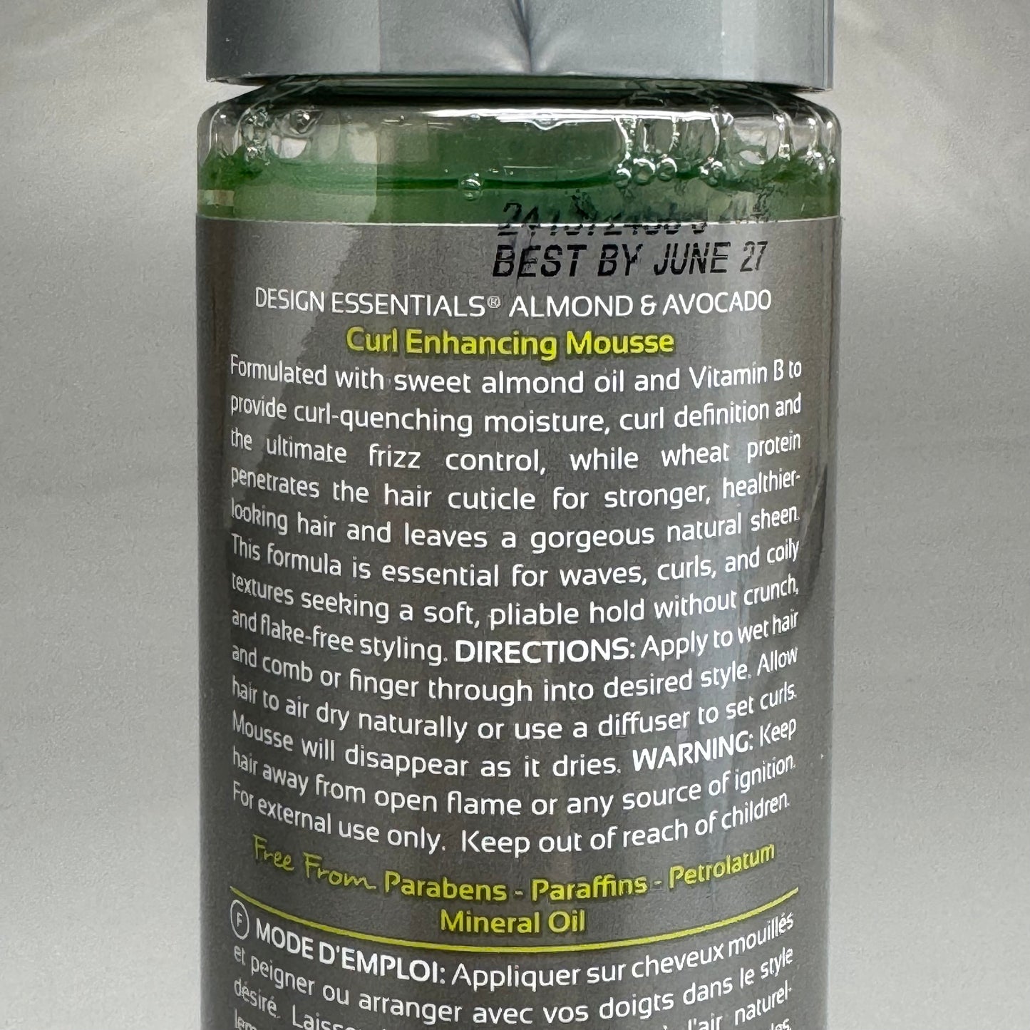 DESIGN ESSENTIALS Almond & Avocado Curl Enhancing Mousse 10 fl oz BB 06/27