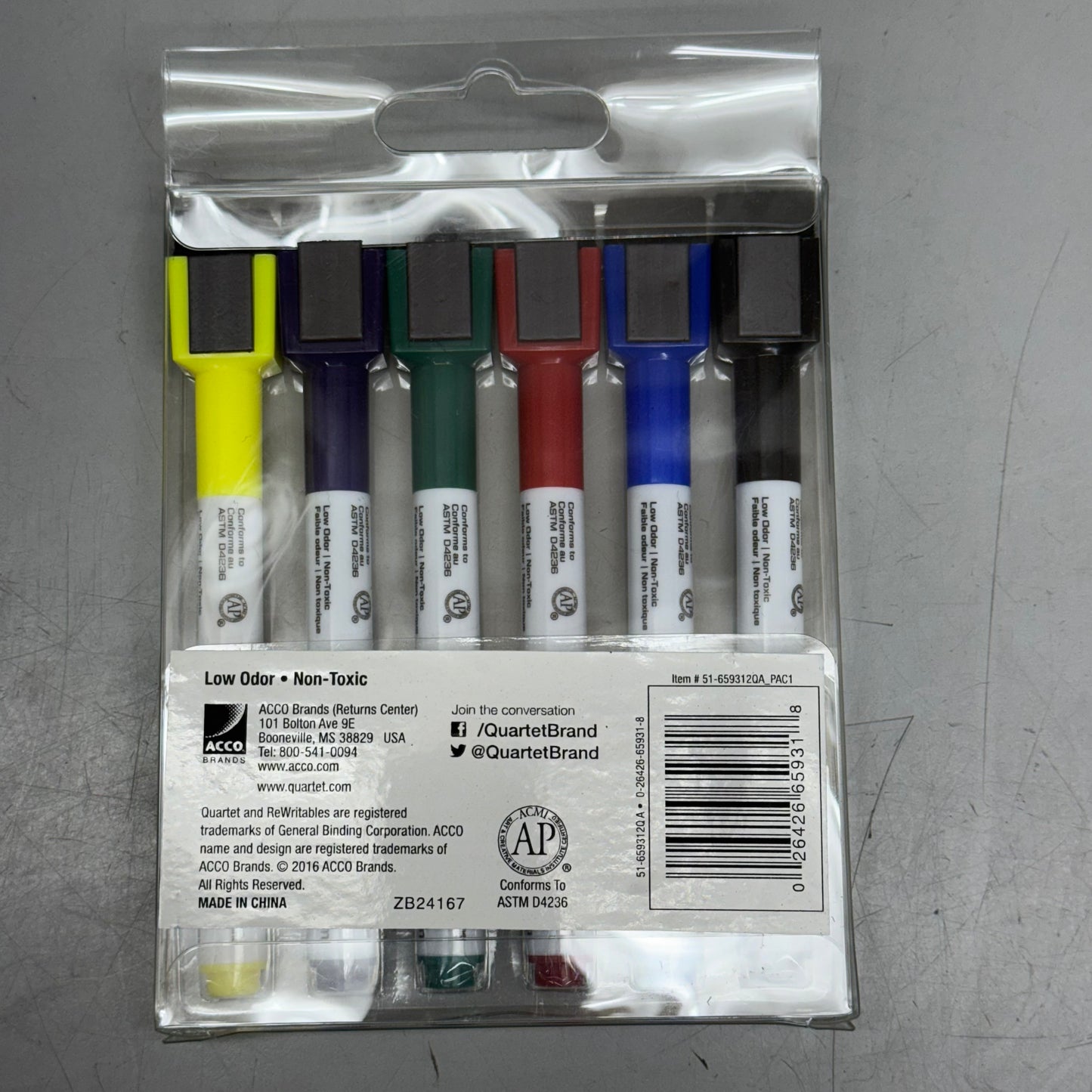 QUARTET (2 PACKS of 6 MARKERS Each) Mini Dry-Erase Markers w/ Eraser & Magnet
