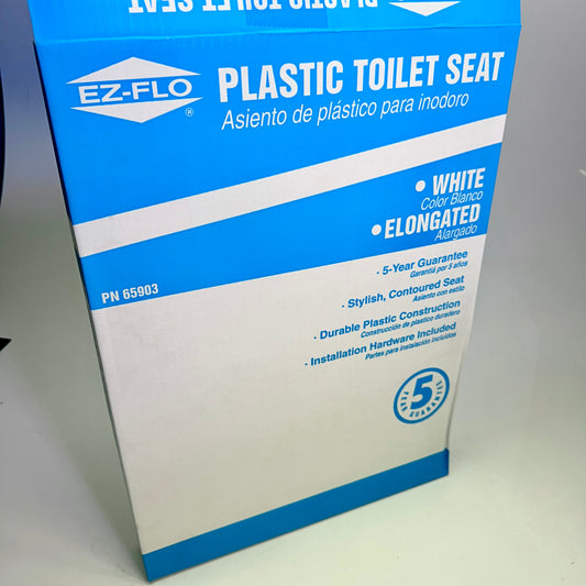 EZ-FLO Plastic Toilet Seat Elongated 14.25” x 18.5” White 65903