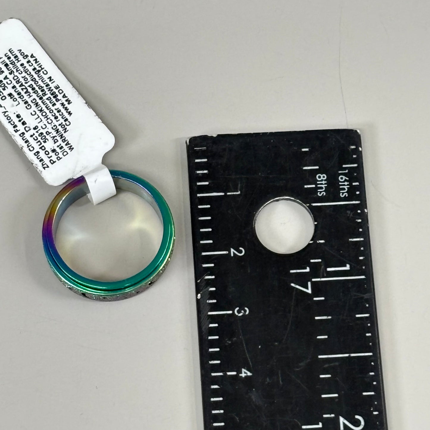 ZA@ PUKA CREATIONS Titanium Steel Fidget Spin Rings Unisex Sz 7 Rainbow 16823 B