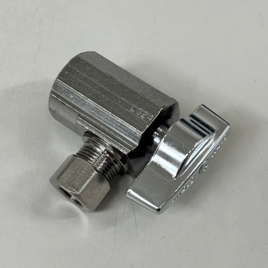 BRASS CRAFT (2 PACK) Iron Pipe Angle Ball Stop 1/2"FIP x 3/8"O.D. Chrome KTR17XC