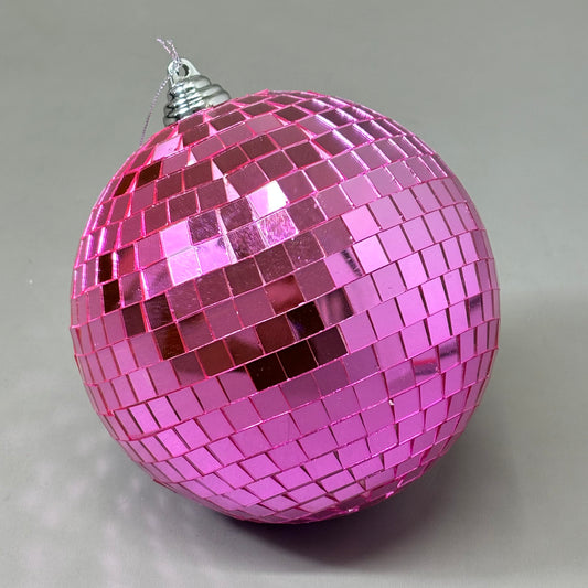RAZ IMPORTS (2 PACK) Disco Ball Christmas Ornament Glass & Foam 6" Pink 4432728