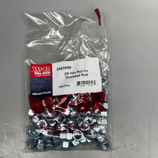 WAL RICH CORP (600) 3/8 Hex Nut For Threaded Rod 2403006