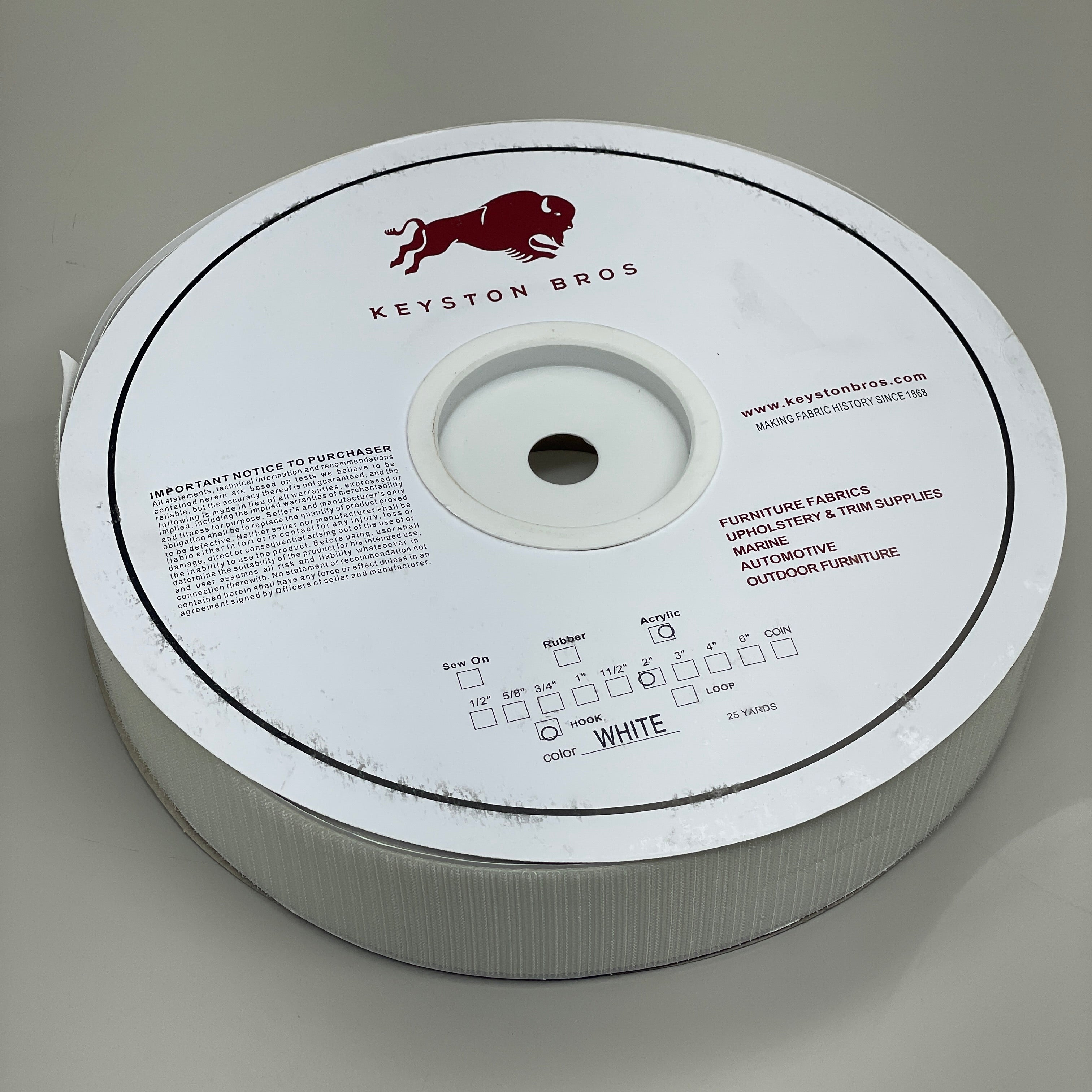 KEYSTON BROS 2" Pressure Sensitive Acrylic Based Adhesive Hook 25 yds