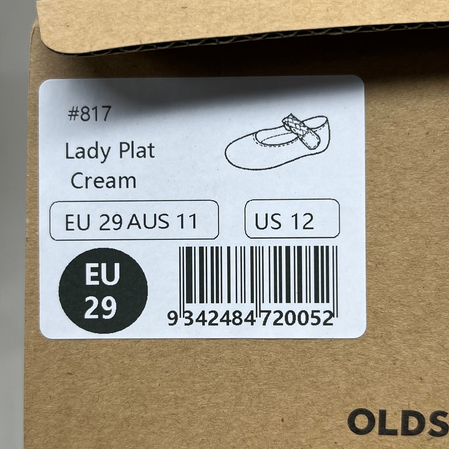 OLD SOLES Lady Plat Braided Strap Leather Shoe Kid’s Sz 29 US 12 Cream #817