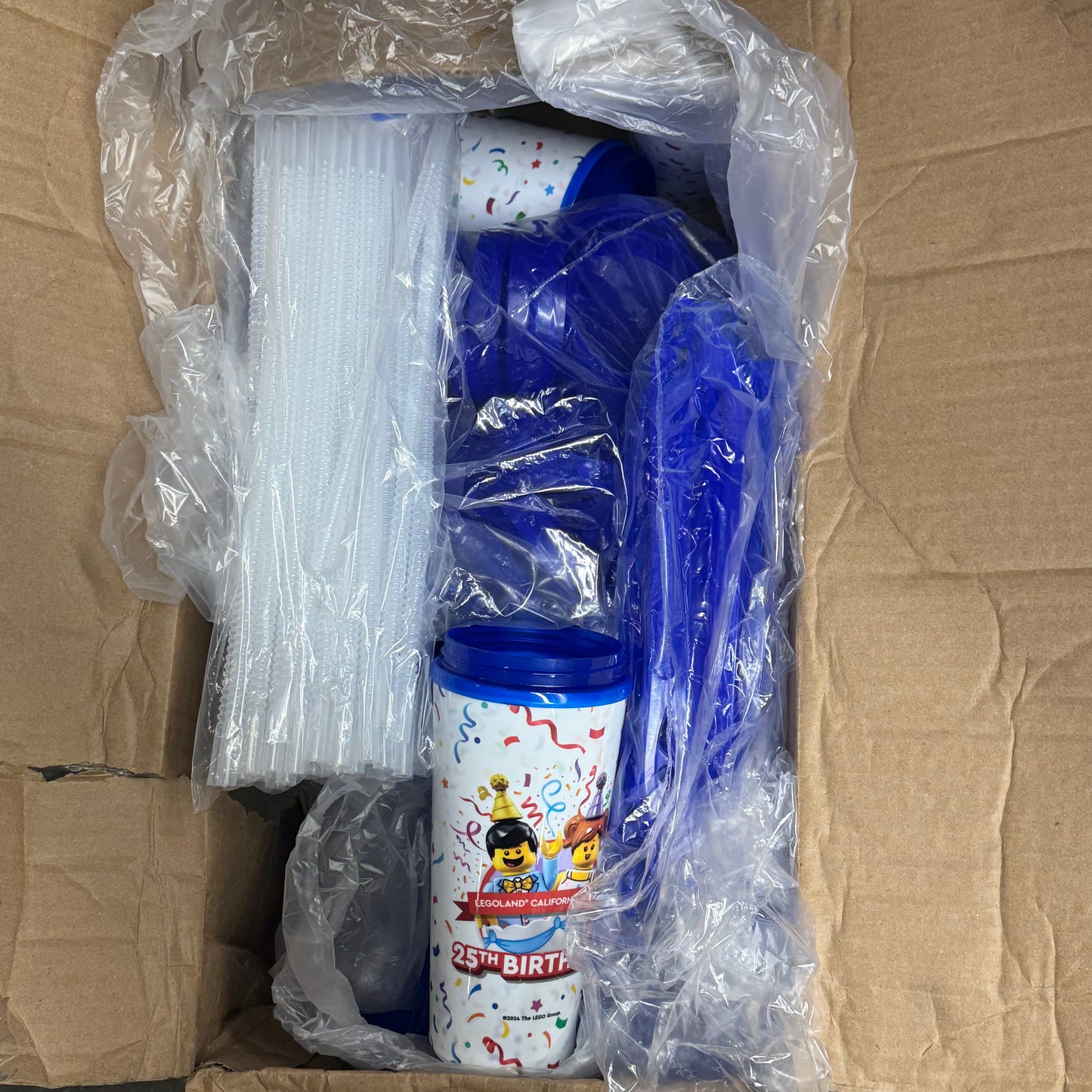 ZA@ WHIRLEY (30 Pack) Legoland California 25th Birthday Cups W/ Lid, Straw, & Handle 24 oz