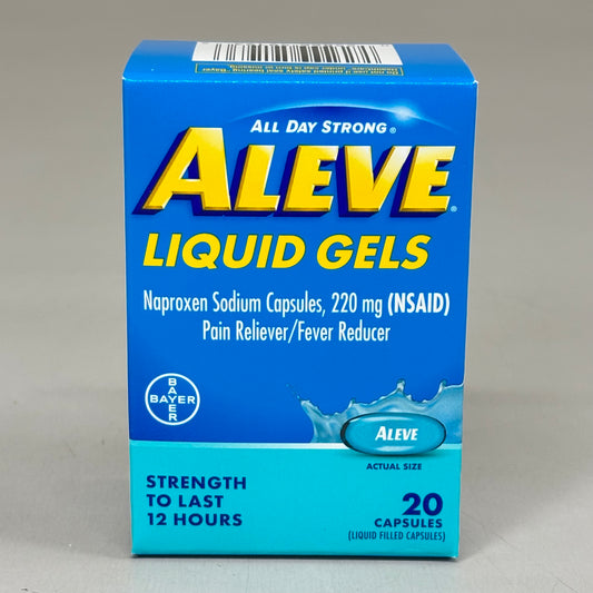 ZA@ ALEVE (3 PACK,20 PILLS EACH) Liquid Gels Naproxen Sodium Pain Reliever BB 01/26 A
