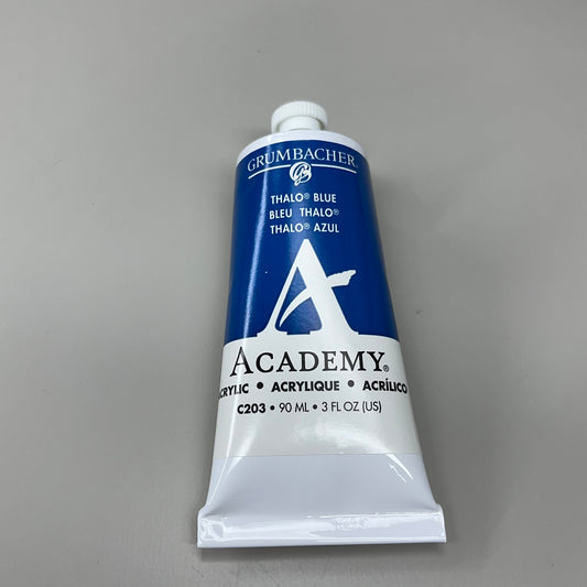 GRUMBACHER 3-PACK! Acrylic Paint Thalo Blue 3 fl oz / 90 ml C203 (New)