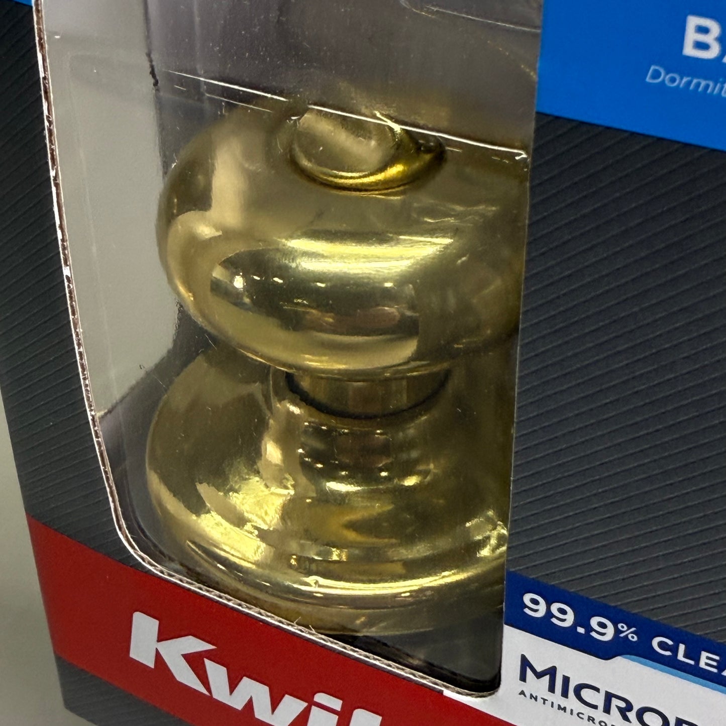 KWIKSET Bed & Bath Door Knob w/ Microban Polished Brass 97300-827