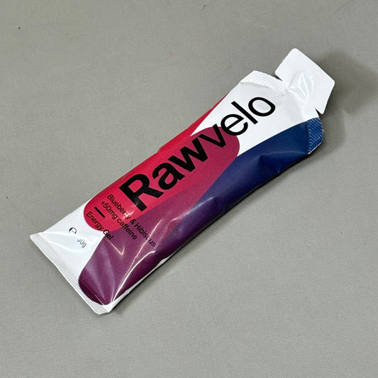 RAWVELO (12 Pack) Energy Gels All Natural Blueberry & Hibiscus Cycling Hiking Running 04/26