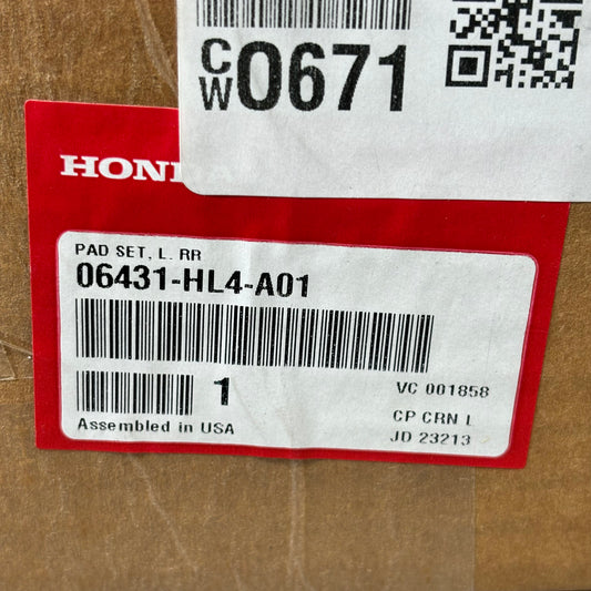 HONDA Left Rear Brake Pad Set PIONEER 1000 SXS1000M OEM 06431-HL4-A01