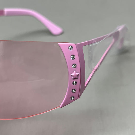 VANLINKER Pink Wrap Around Y2K Sunglasses for Women (New)