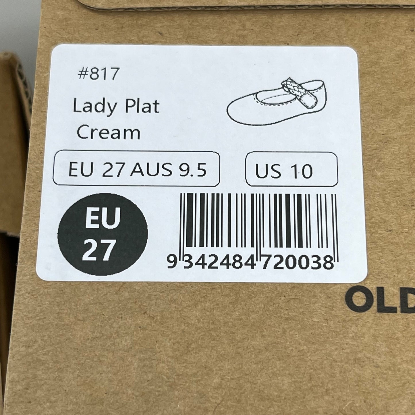 OLD SOLES Lady Plat Braided Strap Leather Shoe Kid’s Sz 27 US 10 Cream #817