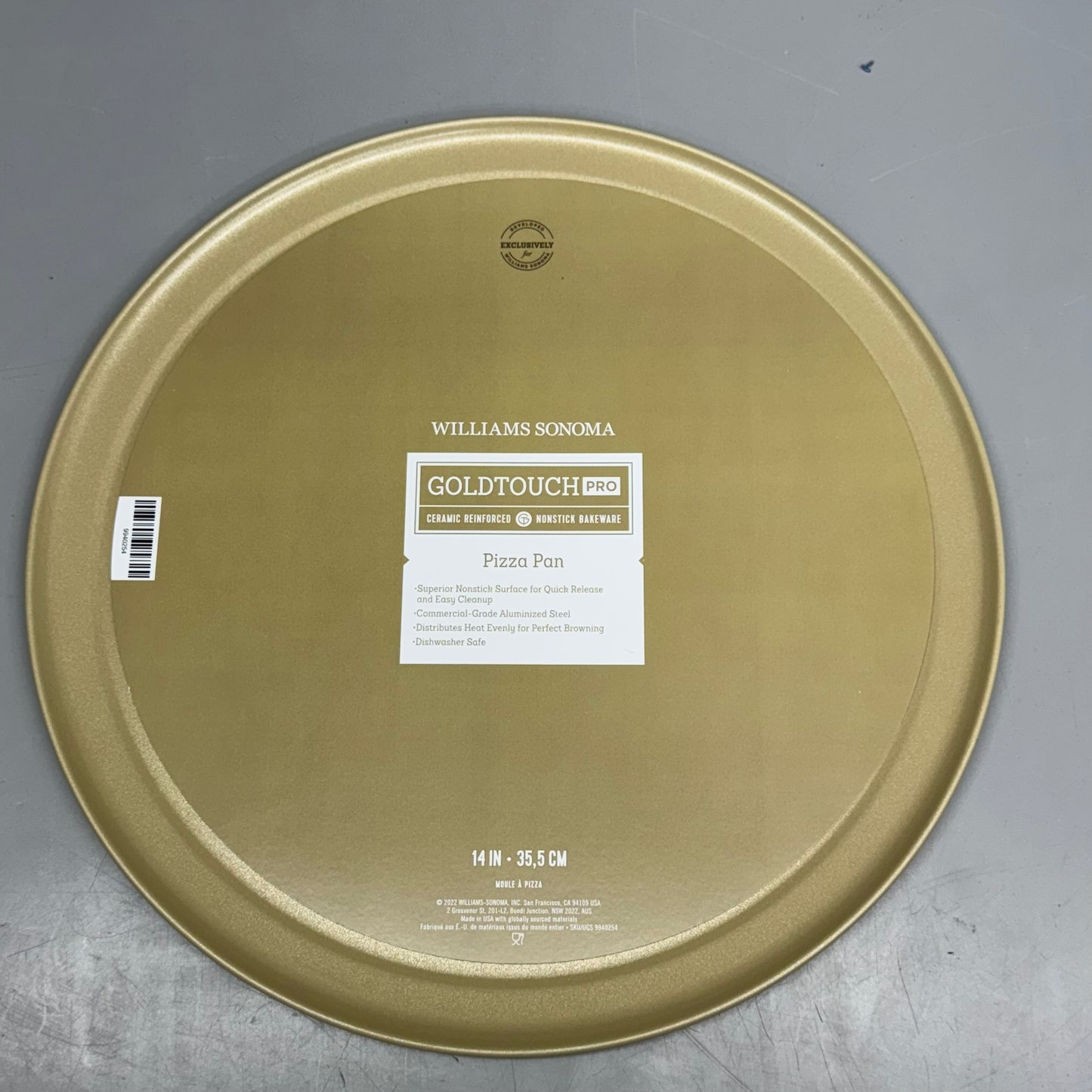 WILLIAMS SONOMA Goldtouch Pro Ceramic Pizza Pan 14 in Gold 9940254