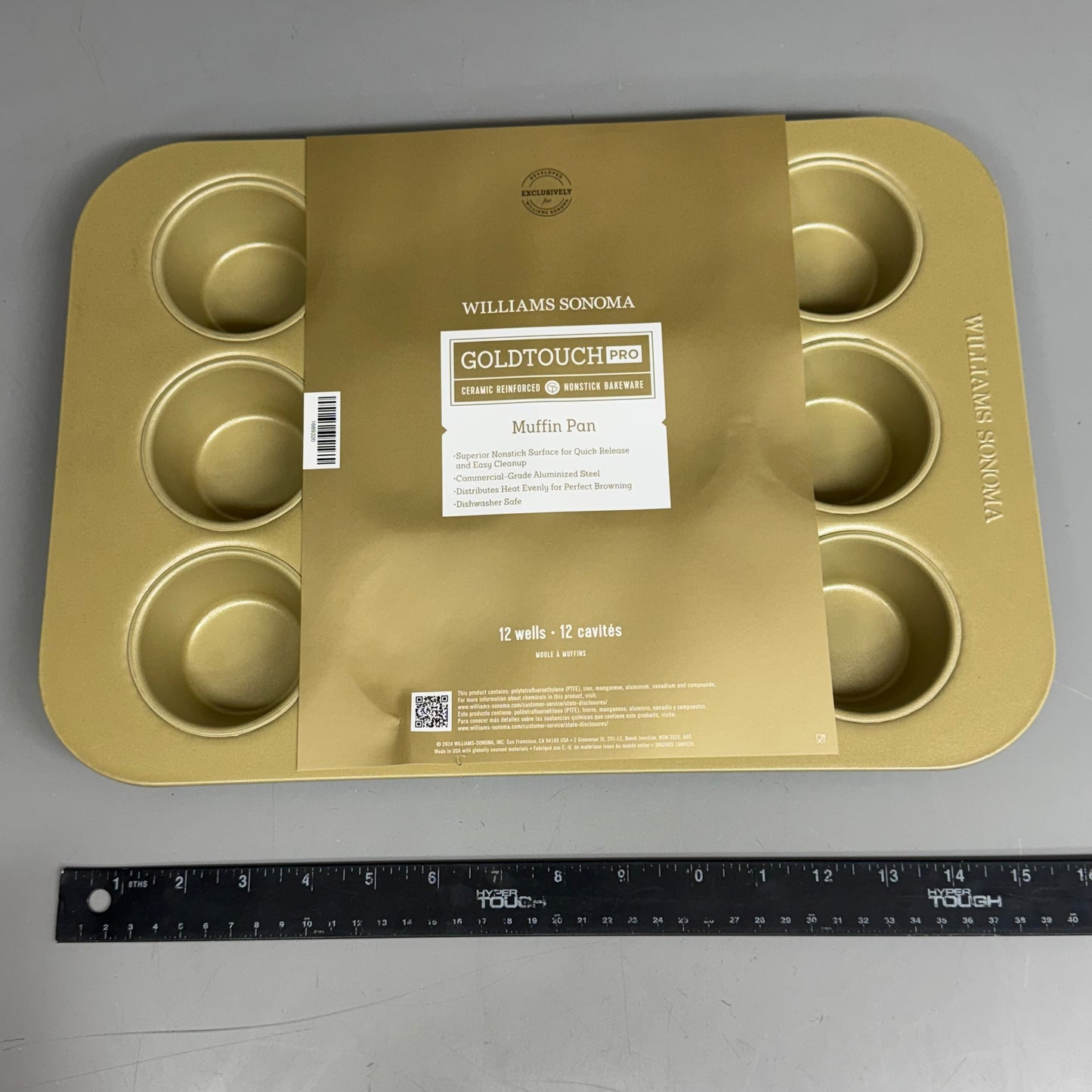 WILLIAMS SONOMA Goldtouch Pro Ceramic Muffin Pan 12 Wells Gold 1689320