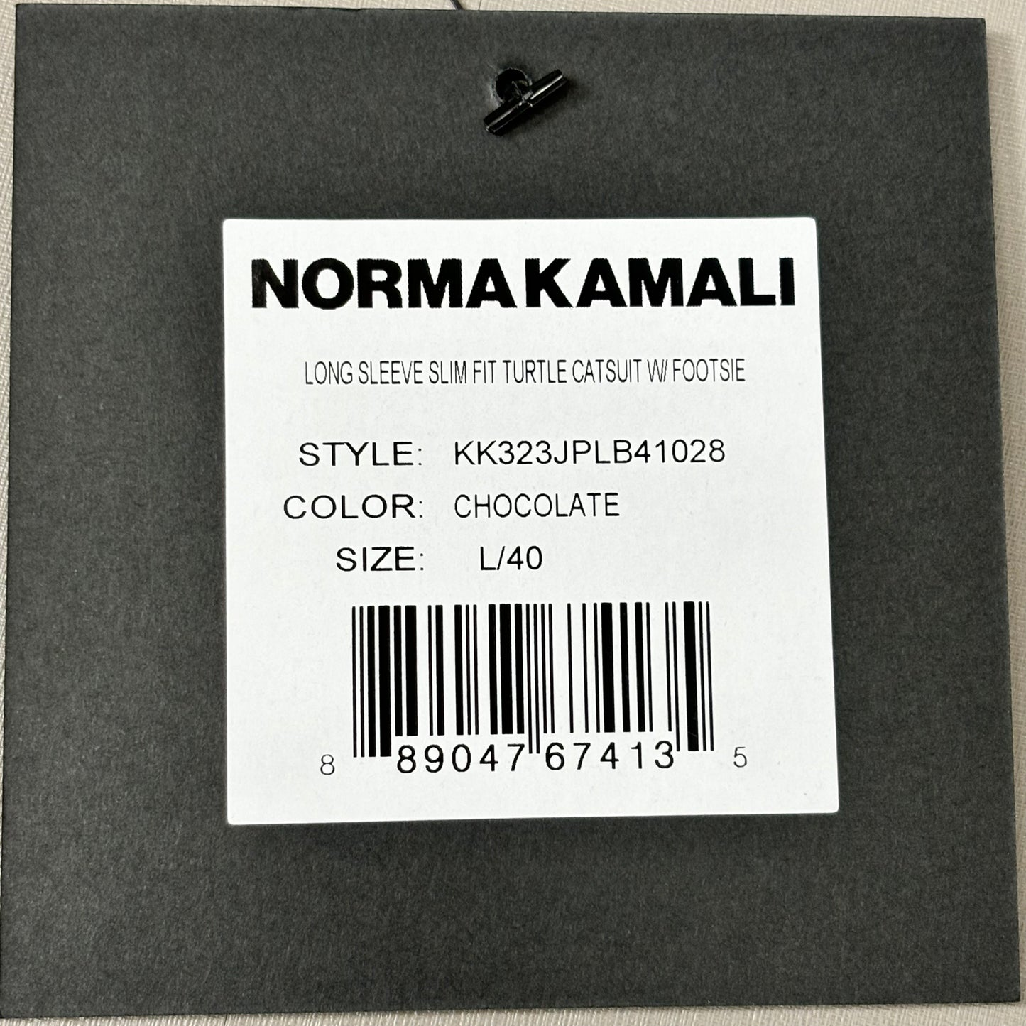 NORMA KAMALI Slim Fit Turtleneck Catsuit w/ Footsie Women's Sz L/40 Chocolate