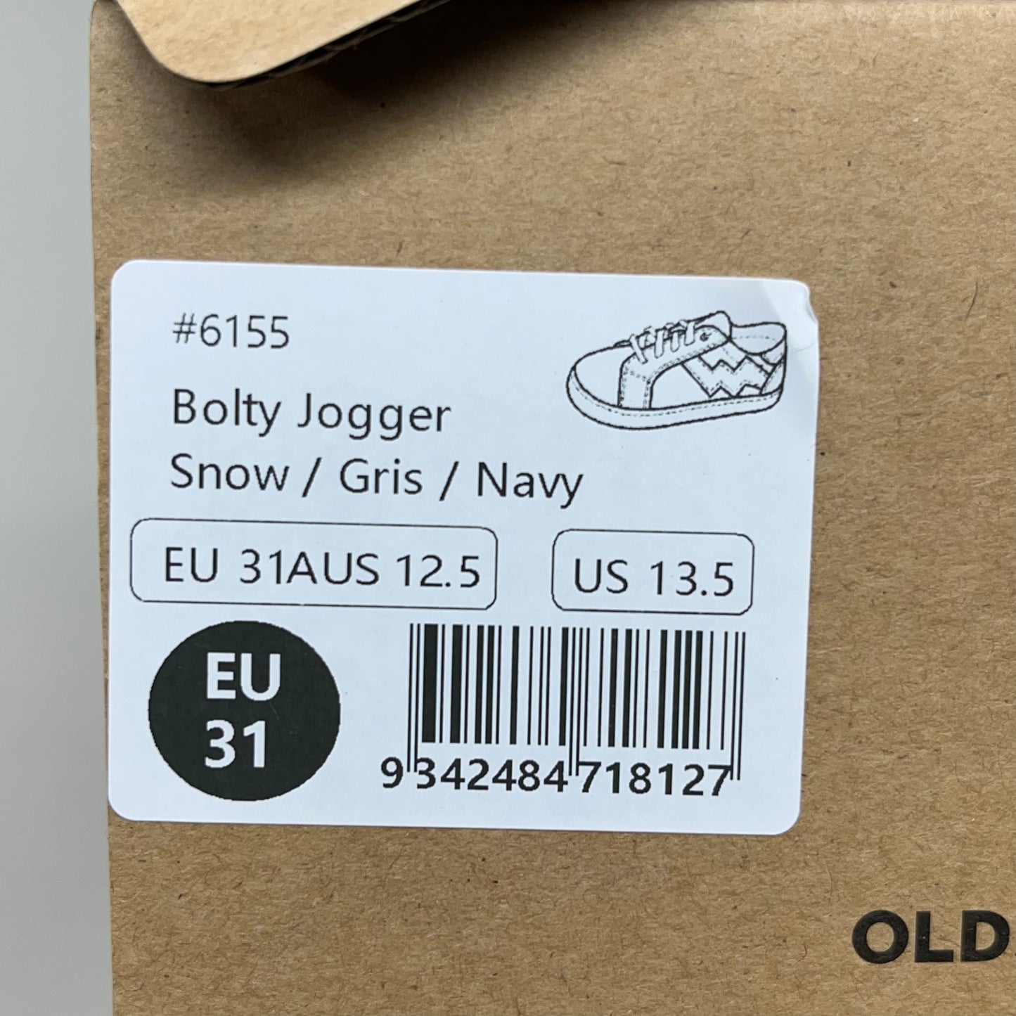 OLD SOLES Bolty Jogger Sneakers Kid’s Sz 13.5 EU 31 Snow/Gris/Navy #6155