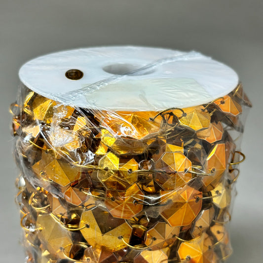 RAZ IMPORTS Christmas Garland Crystal Jewels Plastic & Iron 10 Yard Gold G4202292